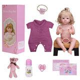 Willow doll with pacifier and bottle, displaying a sweet, curious expression.