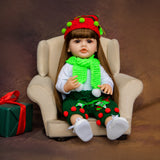 22 Inch Full Body Silicone Realistic Baby Girl with Long Brown Hair & Princess Style, Gift for Girls 3+