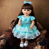 22 inch Full Body Silicone Realistic Baby Girl with Light Brown Hair & Acrylic Eyes, Pink Heart Princess Dress Set with Shoes & Accessories, Gift for Girls 3+