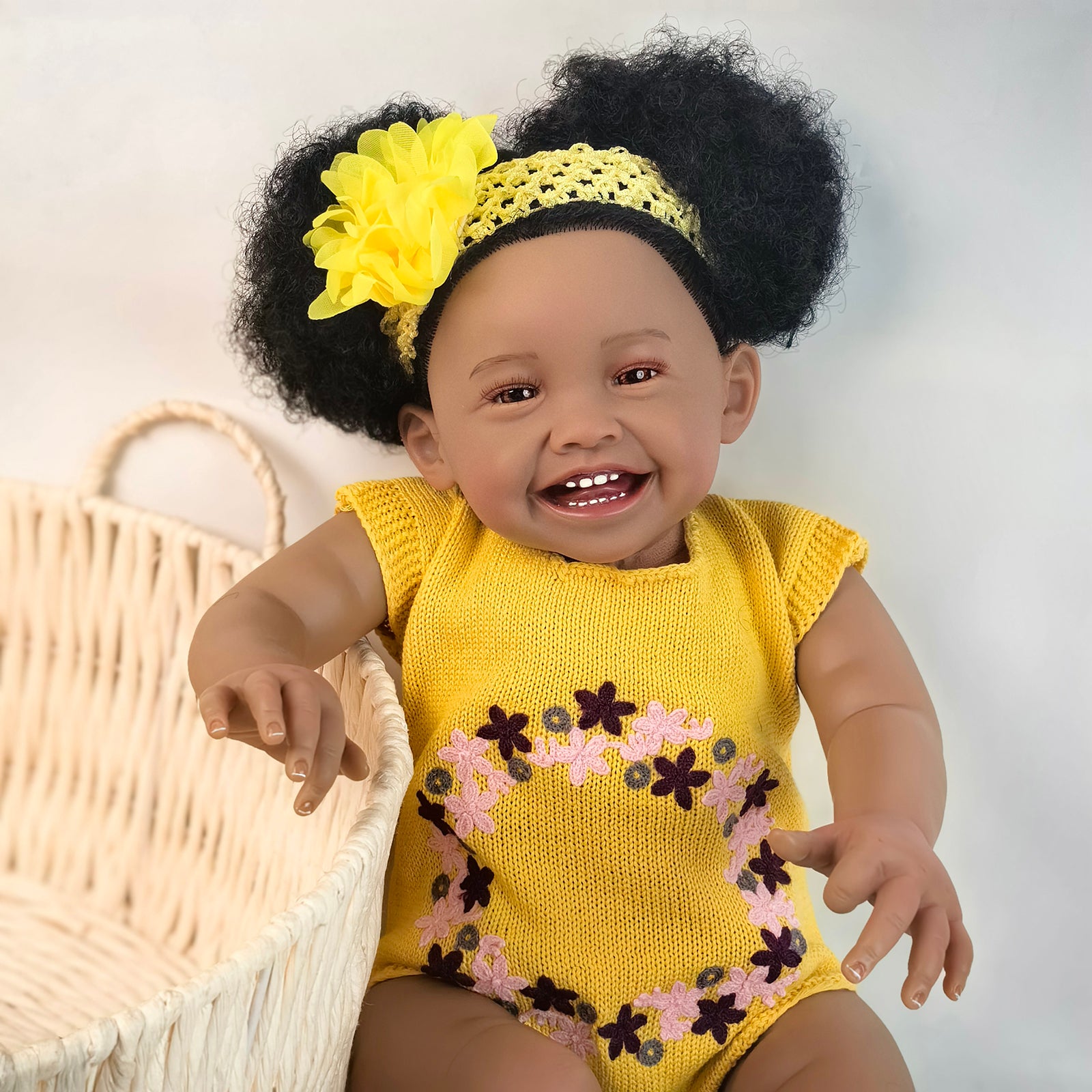 24 inch Realistic Baby Girl with Silicone Face & Limbs, Cloth Body & PP Cotton Filling, Includes Outfit & Accessories, Gift for Girls 3+