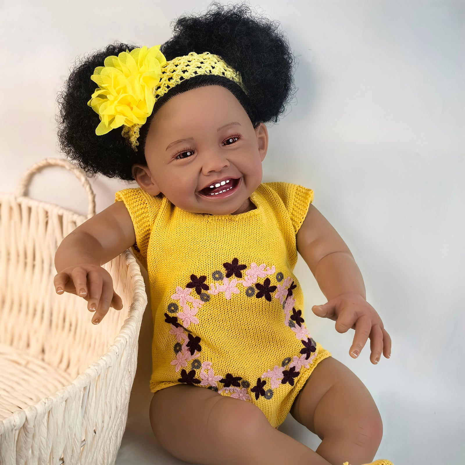 24 inch Realistic Baby Girl with Silicone Face & Limbs, Cloth Body & PP Cotton Filling, Includes Outfit & Accessories, Gift for Girls 3+
