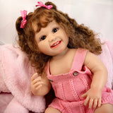 22 inch Full Body Silicone Realistic Baby Girl with Light Brown Hair & Acrylic Eyes, Gift for Girls 3+