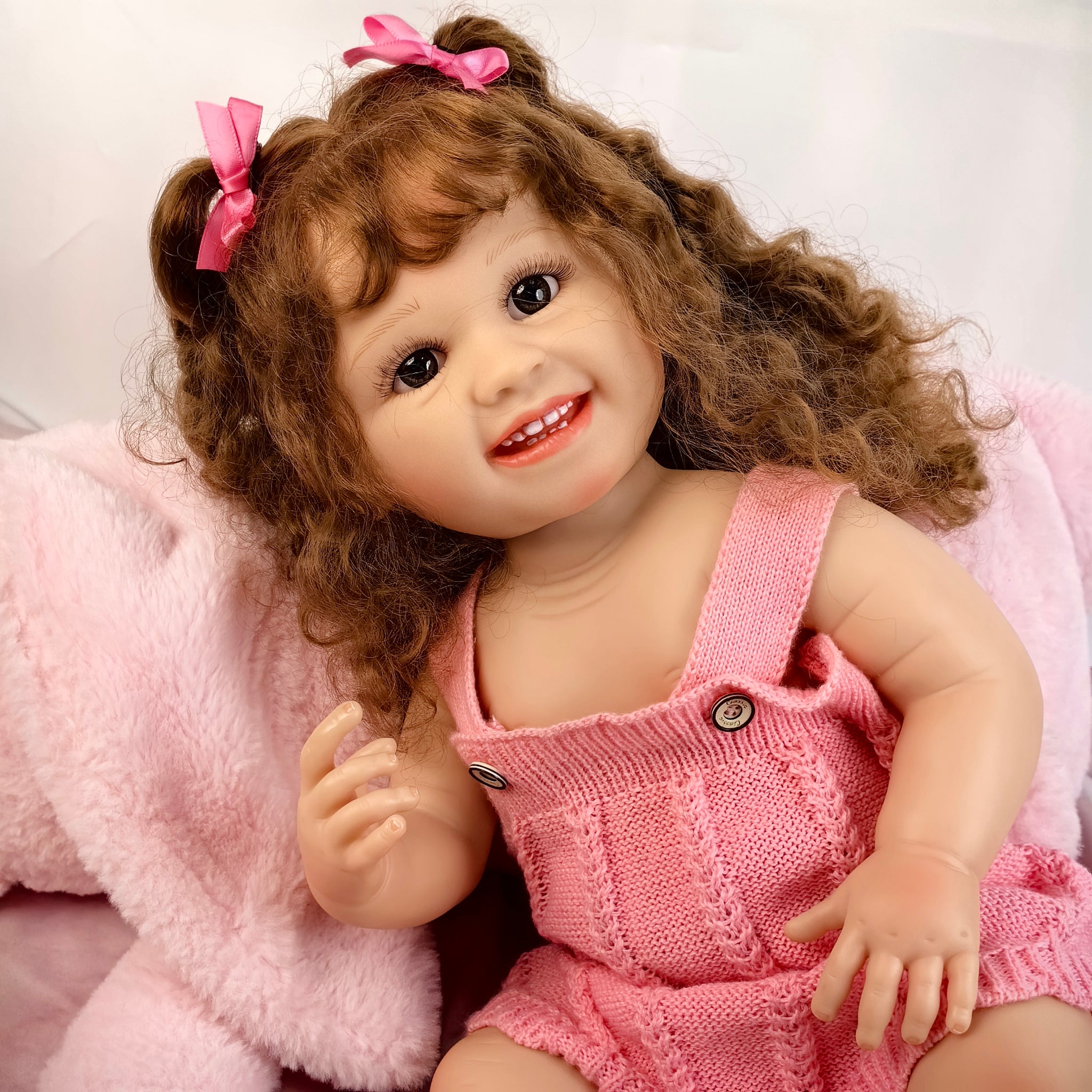 22 inch Full Body Silicone Realistic Baby Girl with Light Brown Hair & Acrylic Eyes, Gift for Girls 3+
