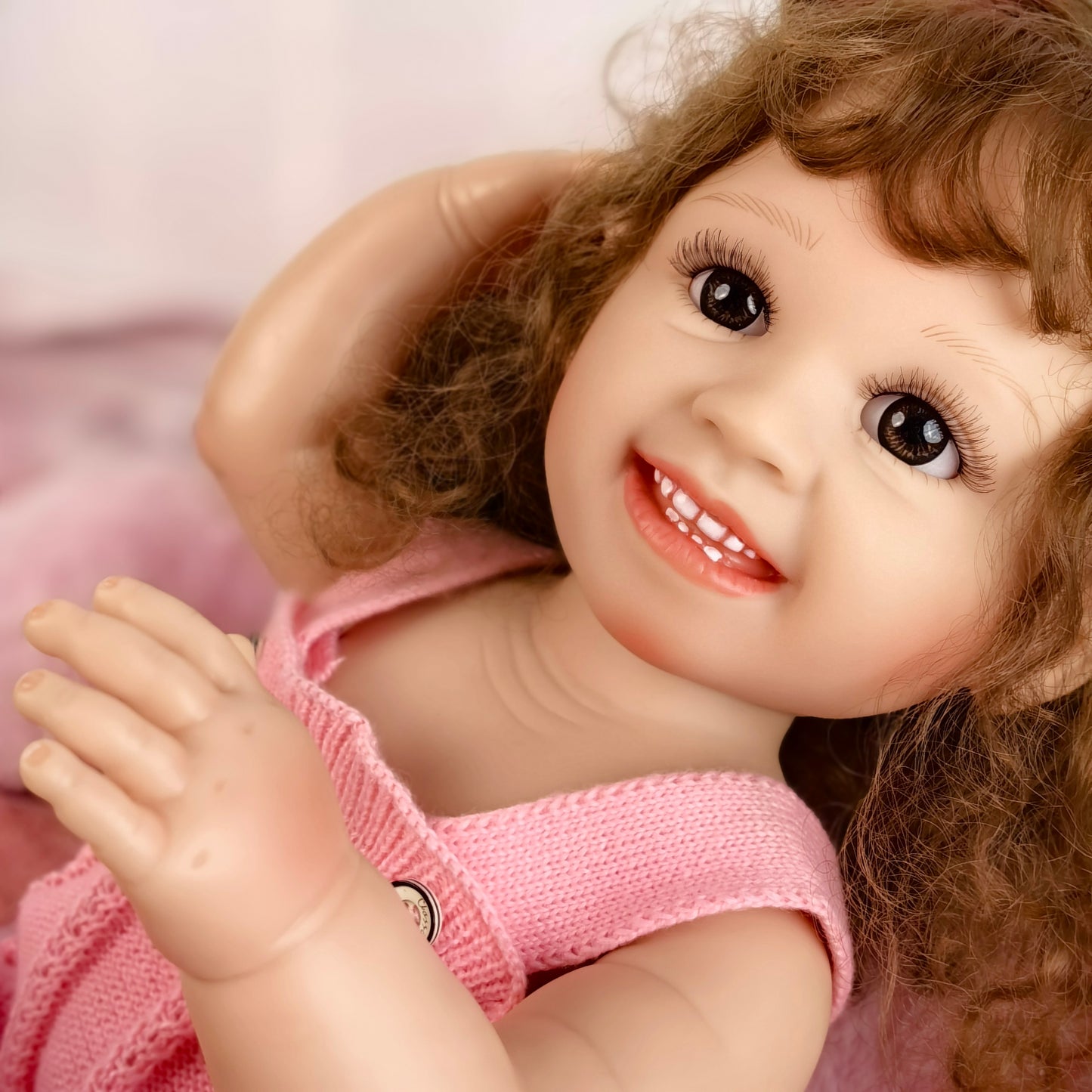 22 inch Full Body Silicone Realistic Baby Girl with Light Brown Hair & Acrylic Eyes, Gift for Girls 3+