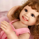22 inch Full Body Silicone Realistic Baby Girl with Light Brown Hair & Acrylic Eyes, Gift for Girls 3+