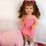 22 inch Full Body Silicone Realistic Baby Girl with Light Brown Hair & Acrylic Eyes, Gift for Girls 3+