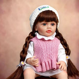 22 Inch Full Body Silicone Realistic Baby Girl with Long Brown Hair & Princess Style, Gift for Girls 3+