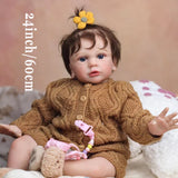 24 inch Realistic Baby Girl with Silicone Face & Limbs, Cloth Body & PP Cotton Filling, Includes Outfit & Accessories, Gift for Girls 3+