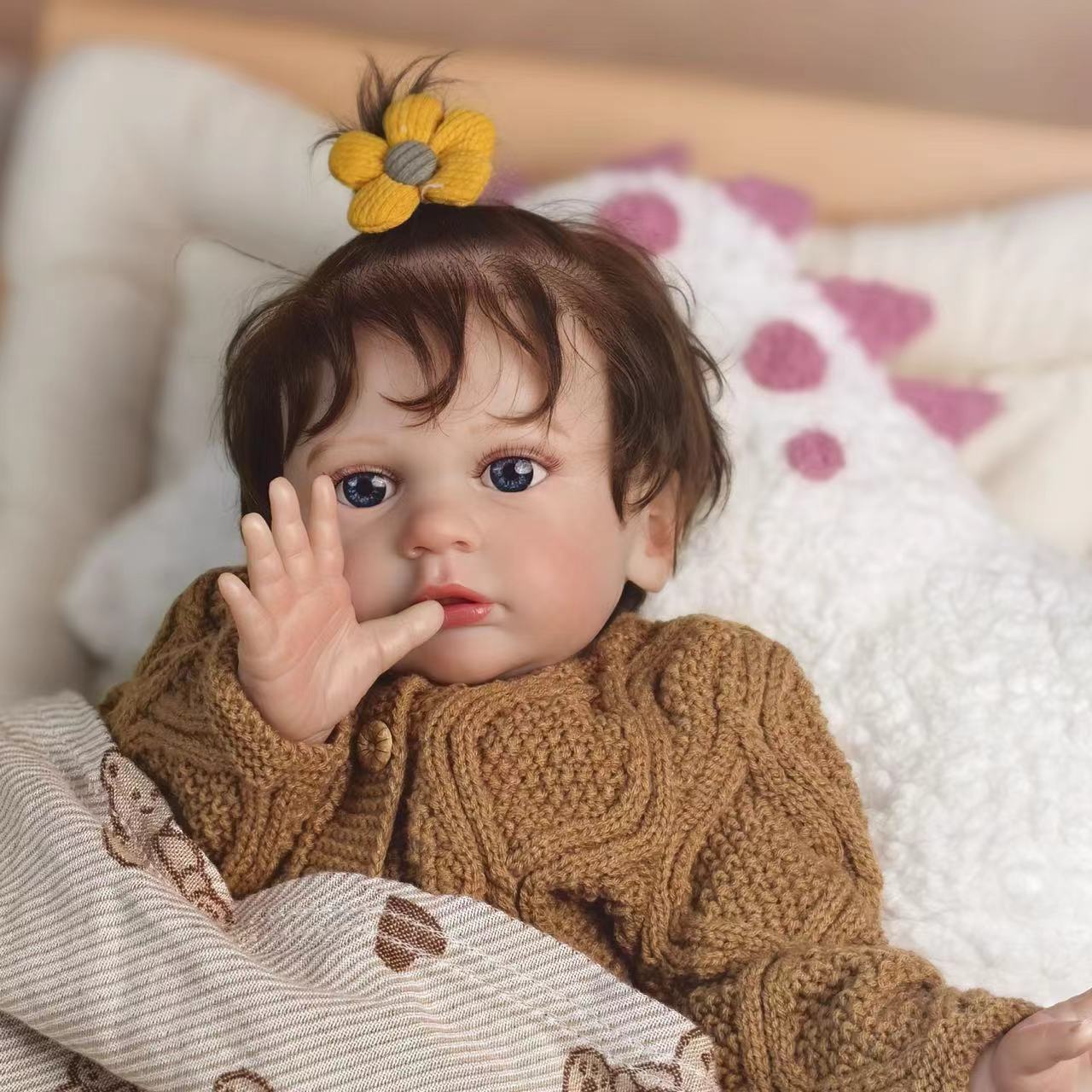 24 inch Realistic Baby Girl with Silicone Face & Limbs, Cloth Body & PP Cotton Filling, Includes Outfit & Accessories, Gift for Girls 3+