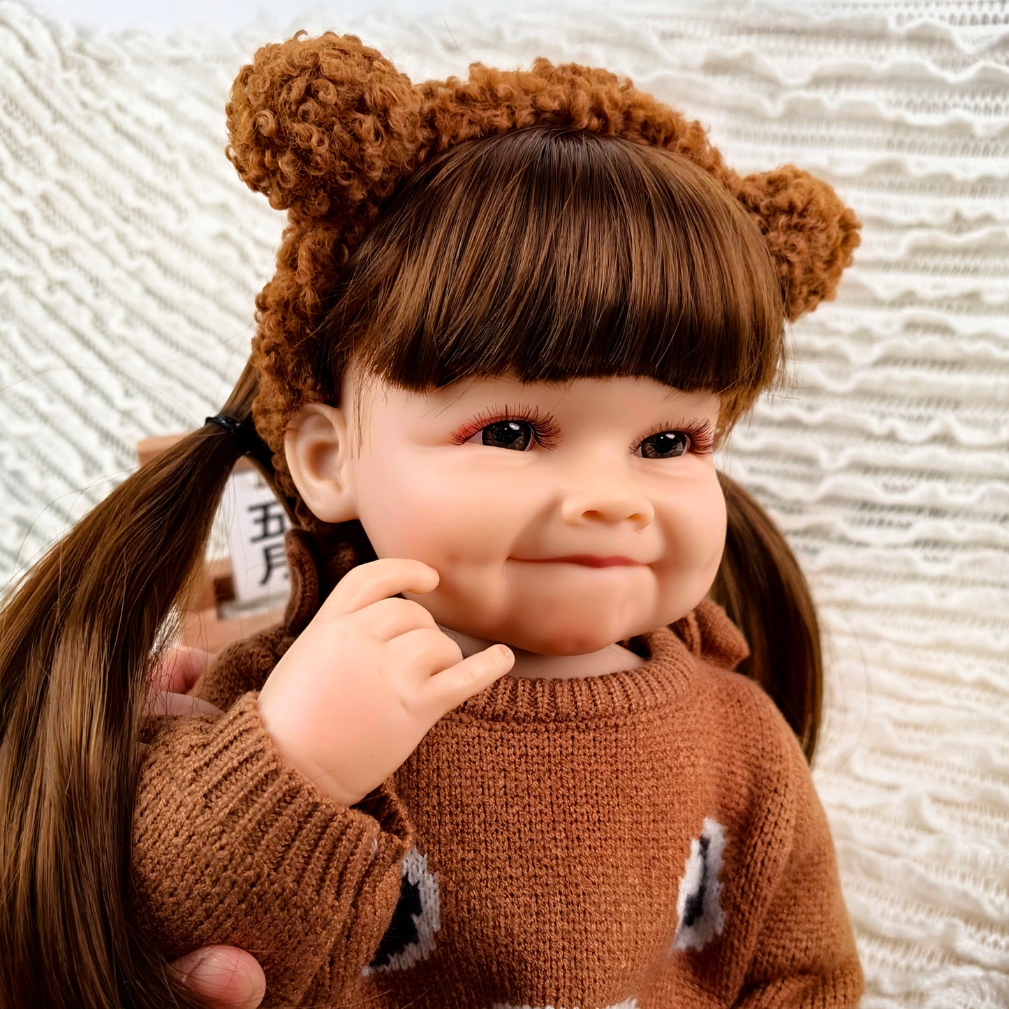 22 inch Full Body Silicone Realistic Baby Girl with Light Brown Hair & Acrylic Eyes, Pink Heart Princess Dress Set with Shoes & Accessories, Gift for Girls 3+