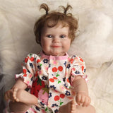 18 inch Full Body Silicone Realistic Baby Girl with Acrylic Eyes, Premium Hand-Painted Finish, Includes Outfit and Accessories, Gift for Girls 3+