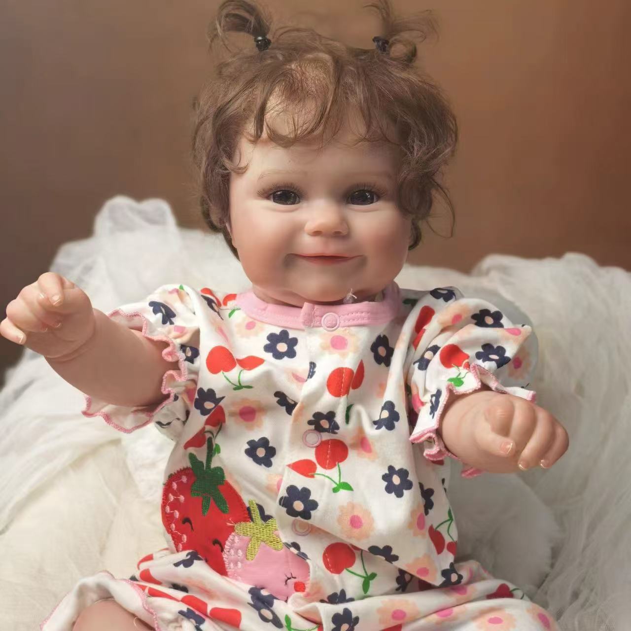 18 inch Full Body Silicone Realistic Baby Girl with Acrylic Eyes, Premium Hand-Painted Finish, Includes Outfit and Accessories, Gift for Girls 3+