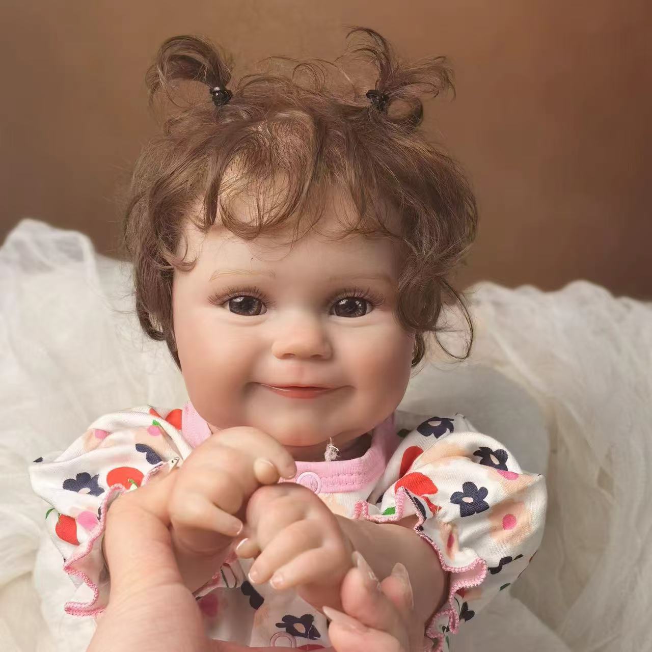 18 inch Full Body Silicone Realistic Baby Girl with Acrylic Eyes, Premium Hand-Painted Finish, Includes Outfit and Accessories, Gift for Girls 3+
