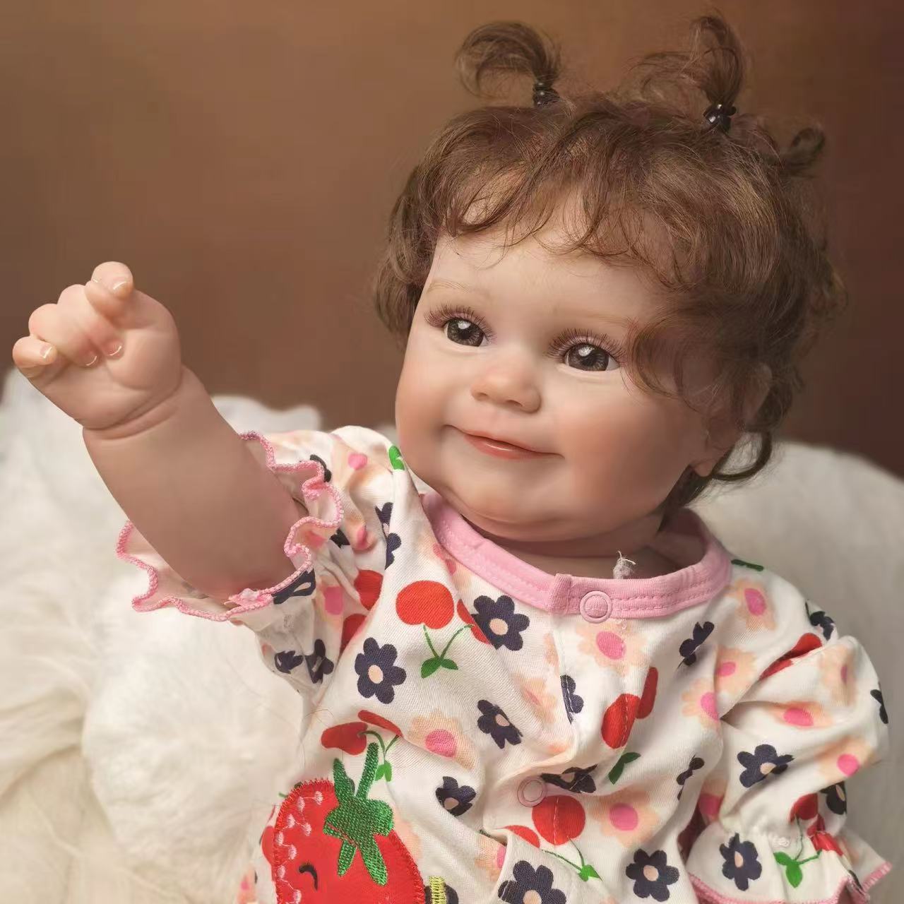 18 inch Full Body Silicone Realistic Baby Girl with Acrylic Eyes, Premium Hand-Painted Finish, Includes Outfit and Accessories, Gift for Girls 3+