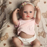 18 inch Full Body Silicone Realistic Baby Girl with Acrylic Eyes, Premium Hand-Painted Finish, Includes Outfit and Accessories, Gift for Girls 3+