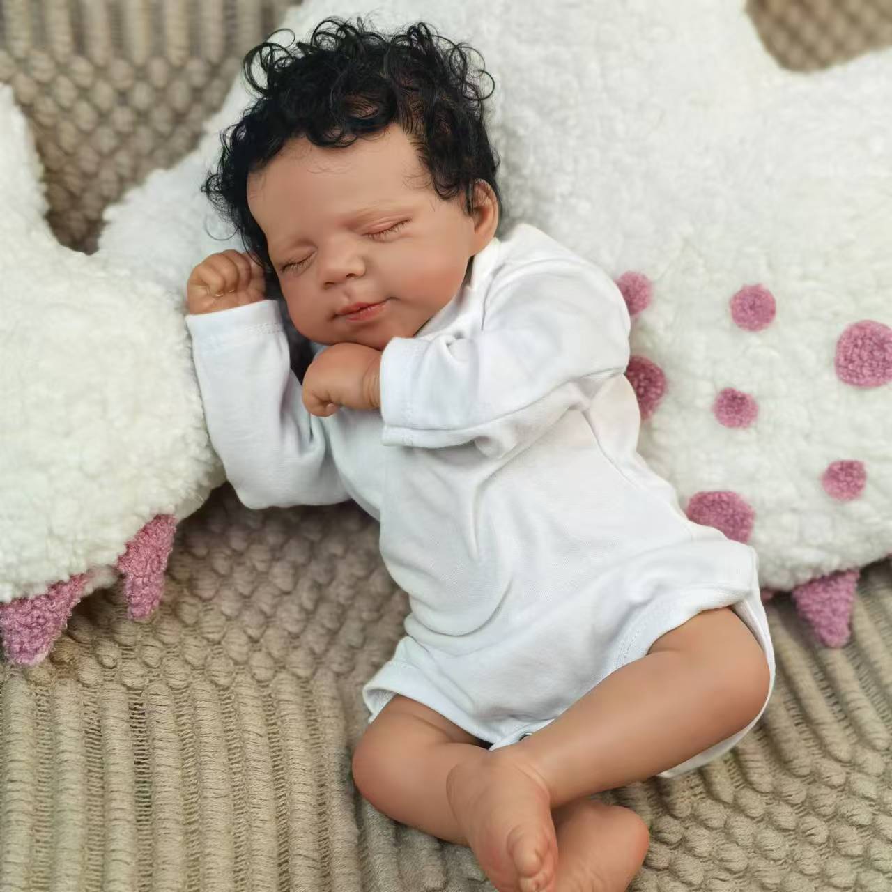 18 inch Full Body Silicone Realistic Baby Girl with Acrylic Eyes, Premium Hand-Painted Finish, Includes Outfit and Accessories, Gift for Girls 3+