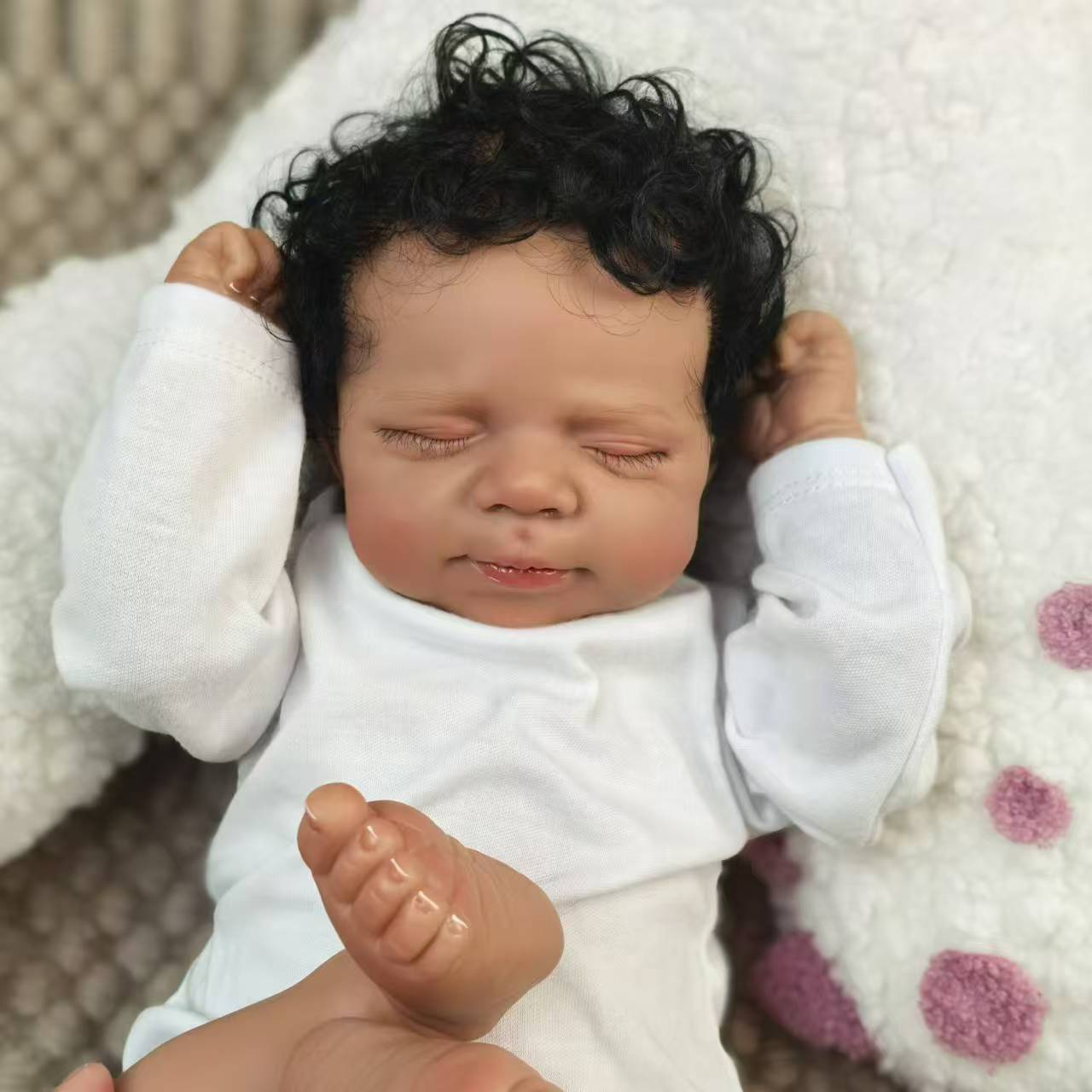 18 inch Full Body Silicone Realistic Baby Girl with Acrylic Eyes, Premium Hand-Painted Finish, Includes Outfit and Accessories, Gift for Girls 3+