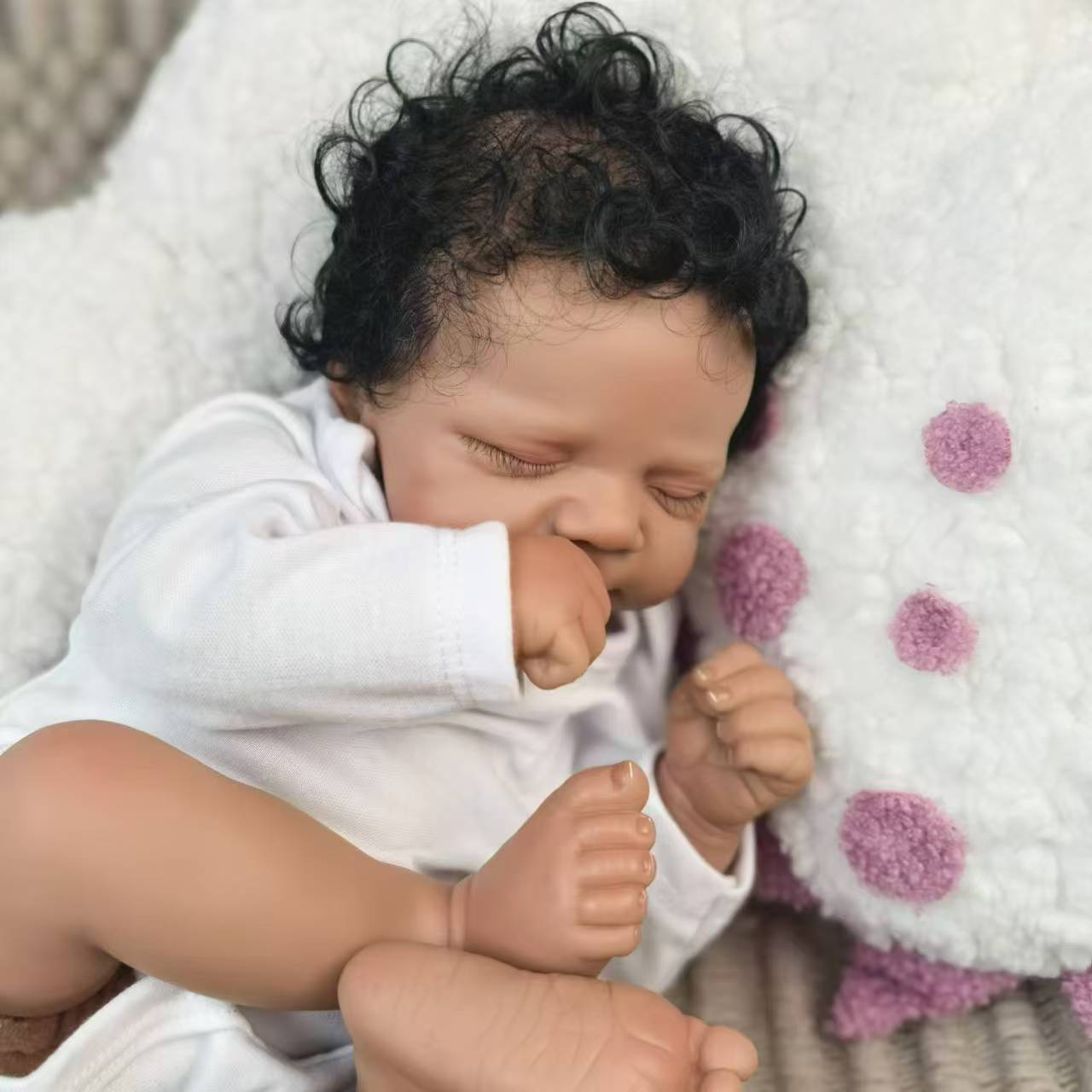 18 inch Full Body Silicone Realistic Baby Girl with Acrylic Eyes, Premium Hand-Painted Finish, Includes Outfit and Accessories, Gift for Girls 3+