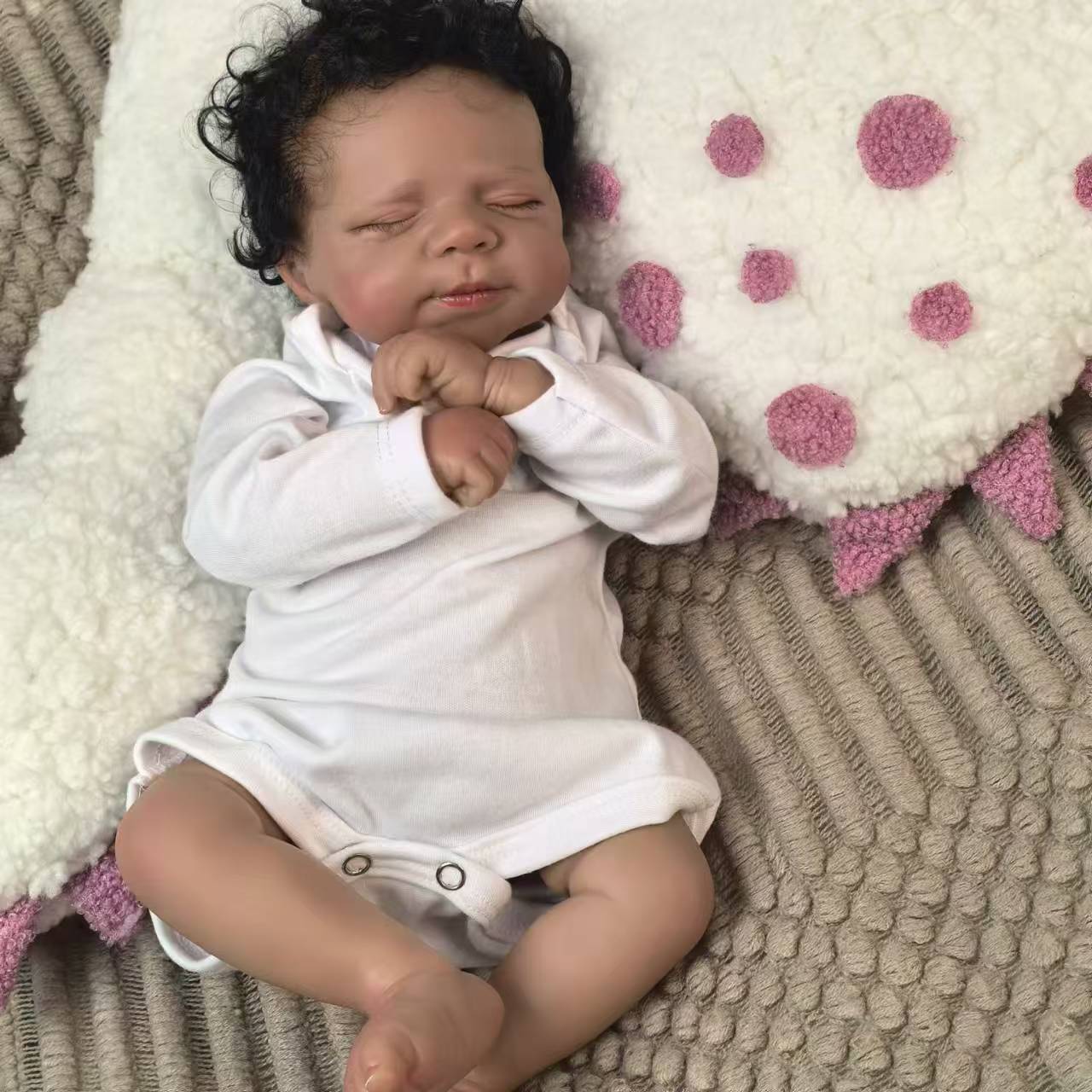 18 inch Full Body Silicone Realistic Baby Girl with Acrylic Eyes, Premium Hand-Painted Finish, Includes Outfit and Accessories, Gift for Girls 3+