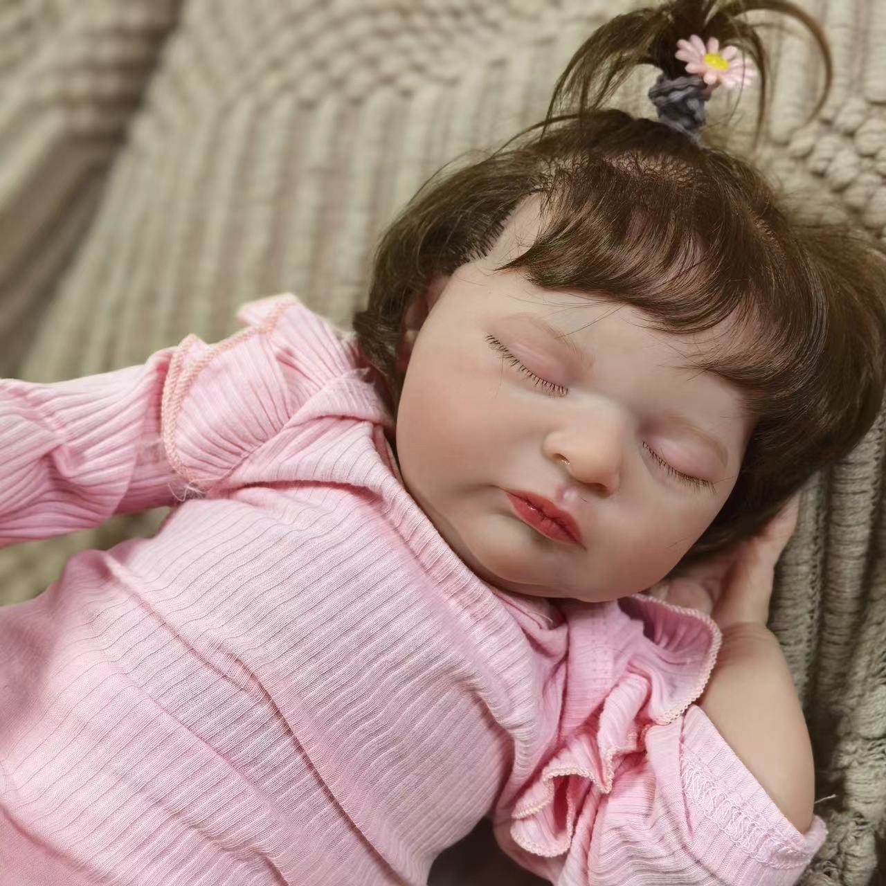 18 inch Realistic Baby Girl with Silicone Face & Limbs, Cloth Body & PP Cotton Filling, Includes Outfit & Accessories, Gift for Girls 3+
