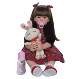24 inch Realistic Baby Girl with Silicone Face & Limbs, Cloth Body & PP Cotton Filling, Includes Outfit & Accessories, Gift for Girls 3+