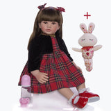24 inch Realistic Baby Girl with Silicone Face & Limbs, Cloth Body & PP Cotton Filling, Includes Outfit & Accessories, Gift for Girls 3+