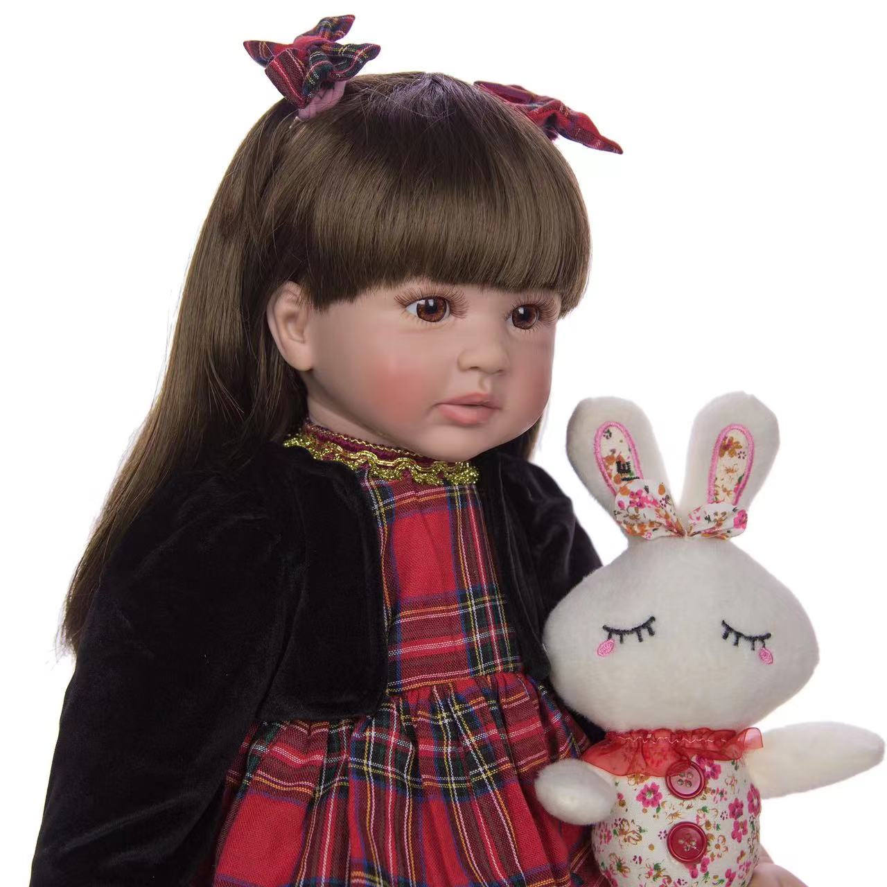24 inch Realistic Baby Girl with Silicone Face & Limbs, Cloth Body & PP Cotton Filling, Includes Outfit & Accessories, Gift for Girls 3+