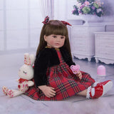 24 inch Realistic Baby Girl with Silicone Face & Limbs, Cloth Body & PP Cotton Filling, Includes Outfit & Accessories, Gift for Girls 3+