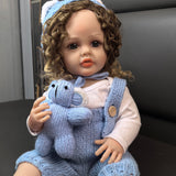 22 inch Full Body Silicone Realistic Baby Girl with Light Brown Hair & Acrylic Eyes, Pink Heart Princess Dress Set with Shoes & Accessories, Gift for Girls 3+