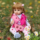 22 Inch Full Body Silicone Realistic Baby Girl with Long Brown Hair & Princess Style, Gift for Girls 3+