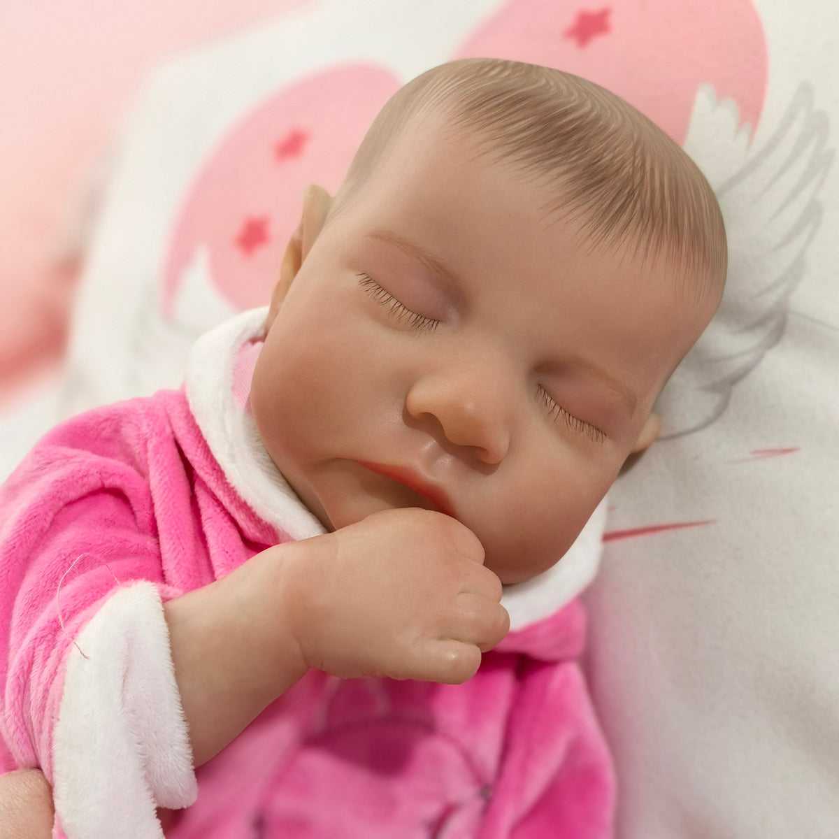 18 inch Full Body Silicone Realistic Baby Girl with Acrylic Eyes, Premium Hand-Painted Finish, Includes Outfit and Accessories, Gift for Girls 3+
