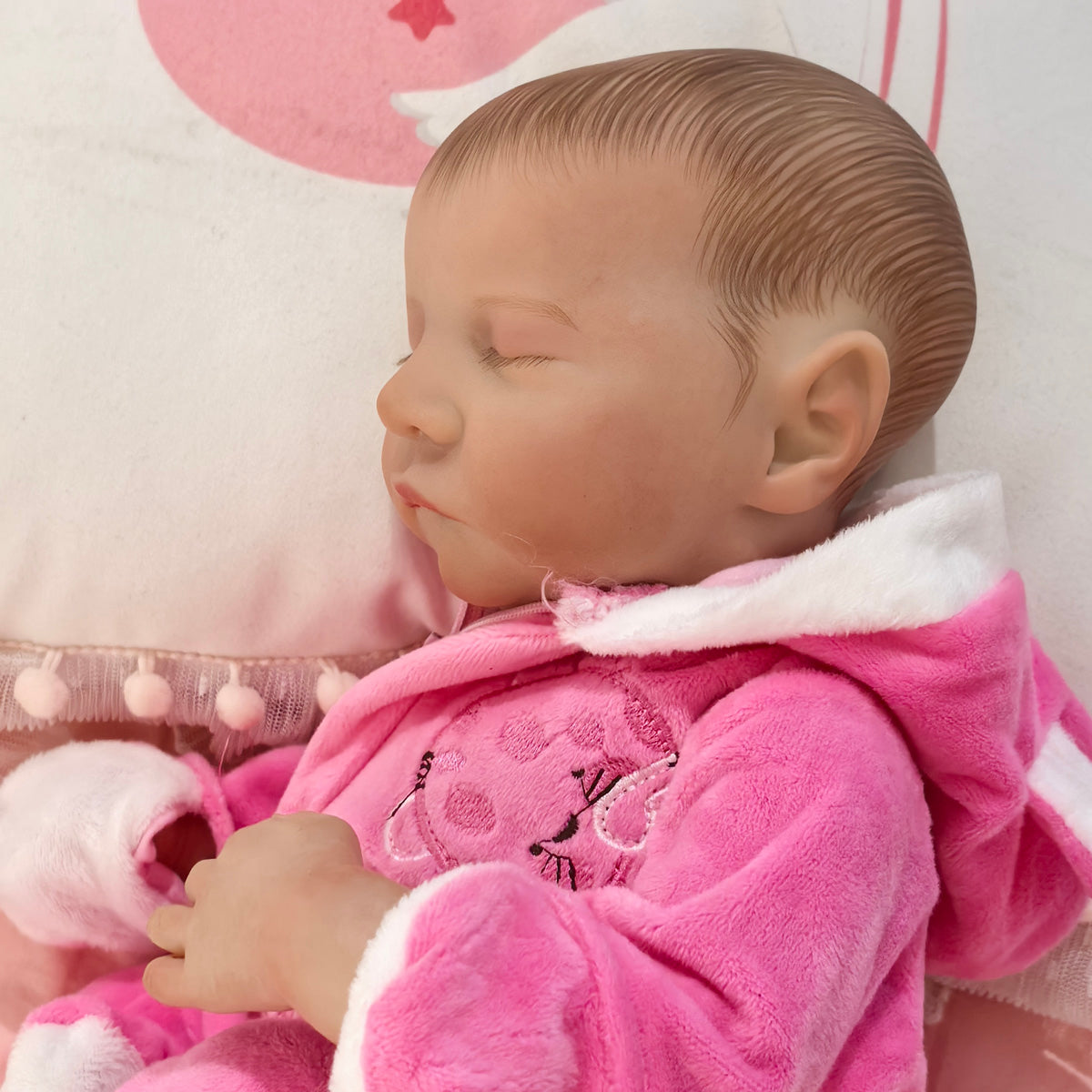 18 inch Full Body Silicone Realistic Baby Girl with Acrylic Eyes, Premium Hand-Painted Finish, Includes Outfit and Accessories, Gift for Girls 3+