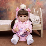 KEIUMI Giggles Soft Touch Vinyl Reborn Baby Doll, Dimpled Smile, Pigtails