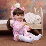KEIUMI Giggles Soft Touch Vinyl Reborn Baby Doll, Dimpled Smile, Pigtails