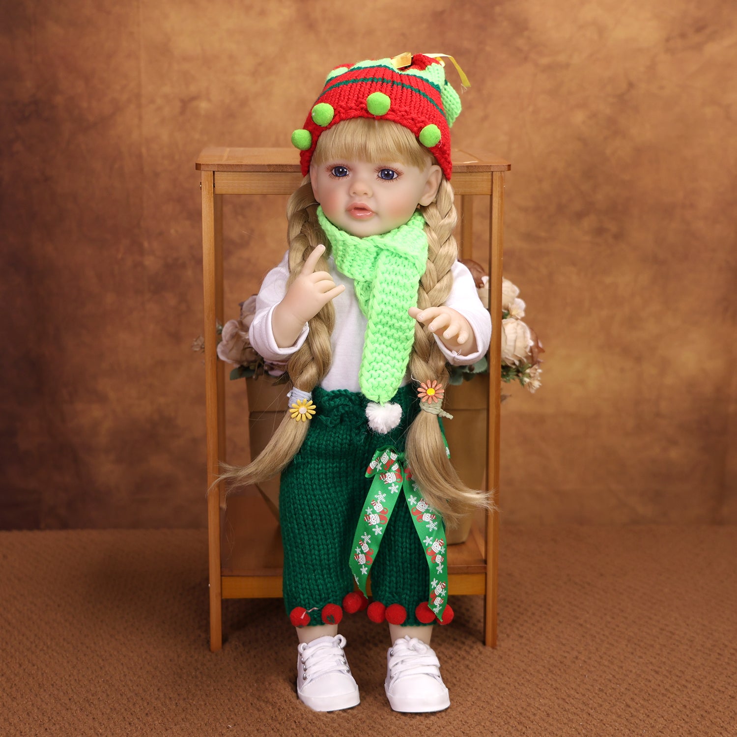 KEIUMI Holly Toddler GentleTouch Vinyl Reborn Baby Doll, Festive Outfit, Blonde Braids