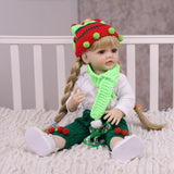 KEIUMI Holly Toddler GentleTouch Vinyl Reborn Baby Doll, Festive Outfit, Blonde Braids