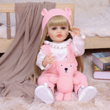 22 Inch Full Body Silicone Realistic Baby Girl with Long Brown Hair & Princess Style, Gift for Girls 3+