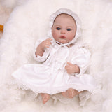 18 inch Full Body Silicone Realistic Baby Girl with Acrylic Eyes, Premium Hand-Painted Finish, Includes Outfit and Accessories, Gift for Girls 3+