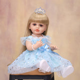 22 Inch Full Body Silicone Realistic Baby Girl with Long Brown Hair & Princess Style, Shakeable Talking Doll, Gift for Girls 3+