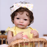 22 inch Full Body Silicone Realistic Baby Girl with Light Brown Hair & Acrylic Eyes, Shoes & Accessories, Gift for Girls 3+
