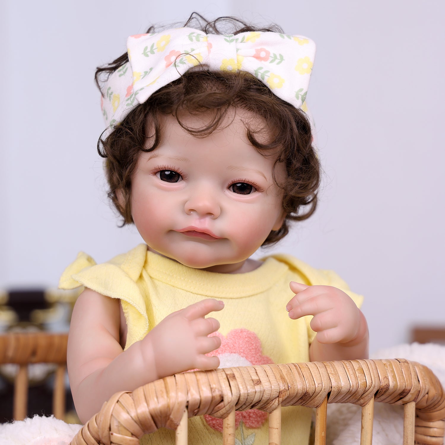 22 inch Full Body Silicone Realistic Baby Girl with Light Brown Hair & Acrylic Eyes, Shoes & Accessories, Gift for Girls 3+