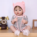 22 inch Full Body Silicone Realistic Baby Girl with Light Brown Hair & Acrylic Eyes, Shoes & Accessories, Gift for Girls 3+