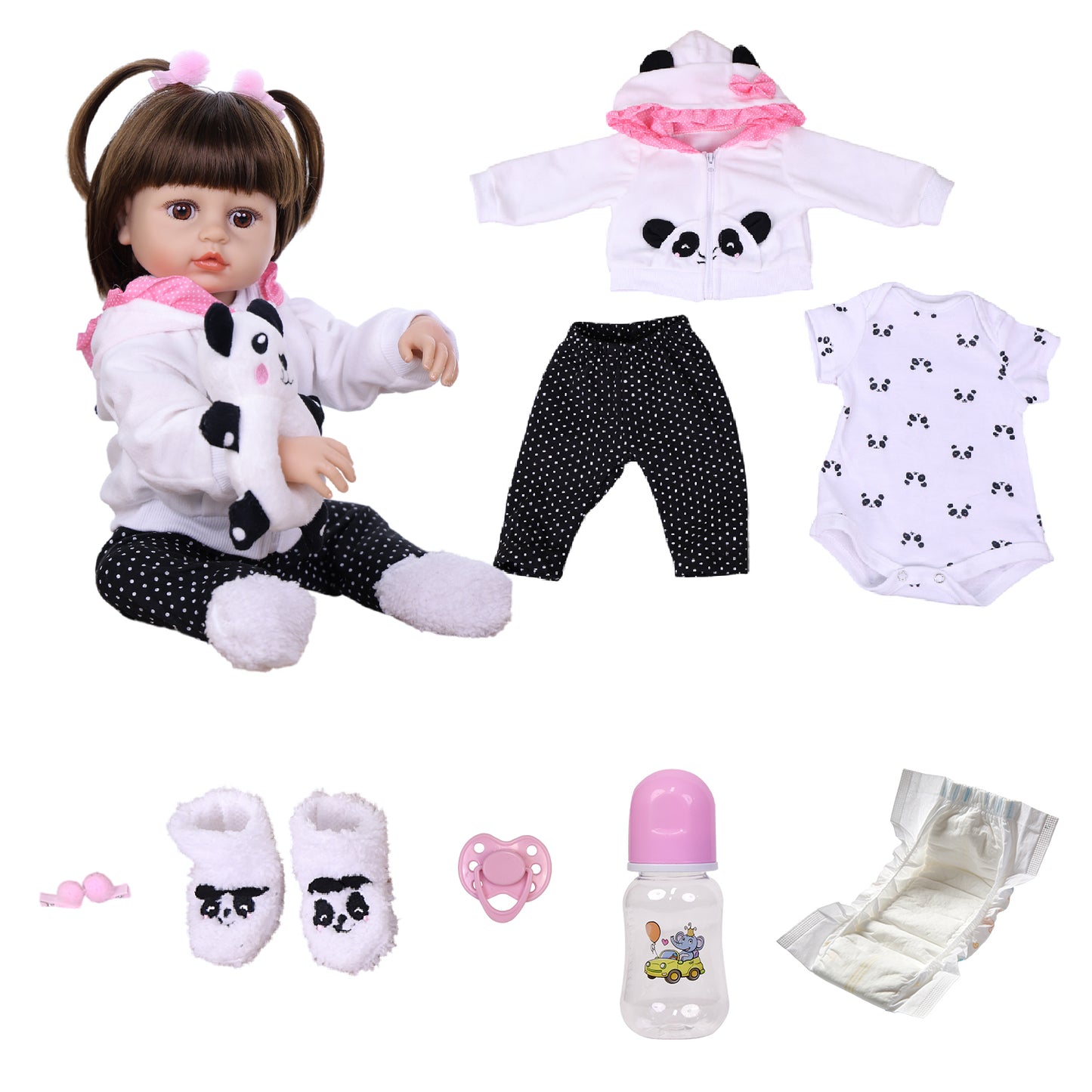 22 inch Full Body Silicone Realistic Baby Girl with Light Brown Hair & Acrylic Eyes, Shoes & Accessories, Gift for Girls 3+