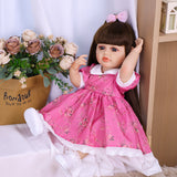 22 Inch Full Body Silicone Realistic Baby Girl with Long Brown Hair & Princess Style, Gift for Girls 3+