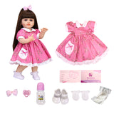 22 Inch Full Body Silicone Realistic Baby Girl with Long Brown Hair & Princess Style, Gift for Girls 3+