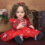 22 Inch Full Body Silicone Realistic Baby Girl with Long Brown Hair & Princess Style, Gift for Girls 3+