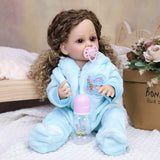 22 Inch Full Body Silicone Realistic Baby Girl with Long Brown Hair & Princess Style, Gift for Girls 3+