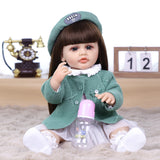 22 Inch Full Body Silicone Realistic Baby Girl with Long Brown Hair & Princess Style, Gift for Girls 3+