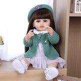 22 Inch Full Body Silicone Realistic Baby Girl with Long Brown Hair & Princess Style, Gift for Girls 3+