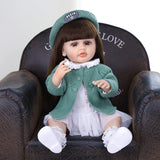 22 Inch Full Body Silicone Realistic Baby Girl with Long Brown Hair & Princess Style, Gift for Girls 3+
